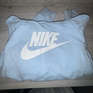 Nike Sky Blue Hoodie with White Logo - Cropped